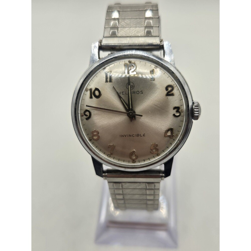 Vintage Helbros Invincible Men's Stainless Steel Mechanical Watch. Runs Great.